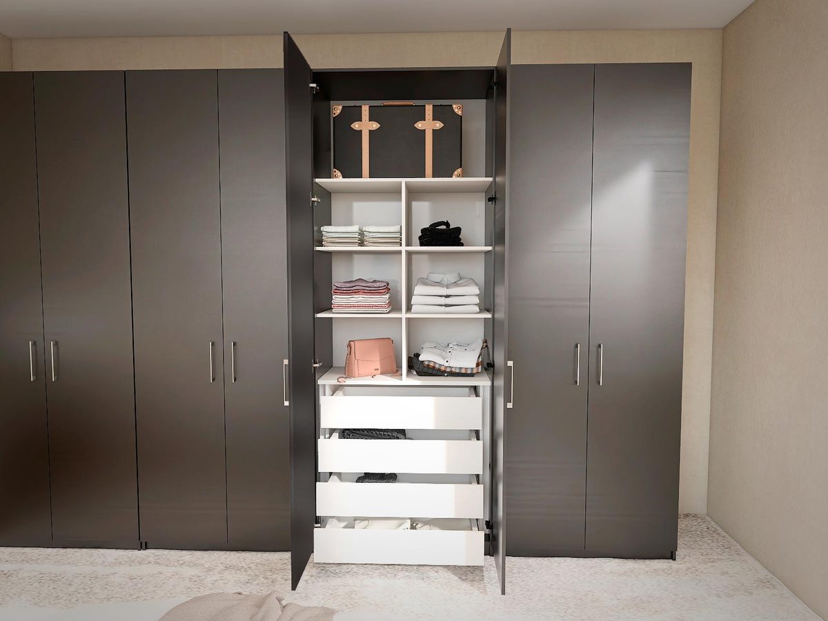 Guarda Roupa 4 Gavetas e Colmeia Preto